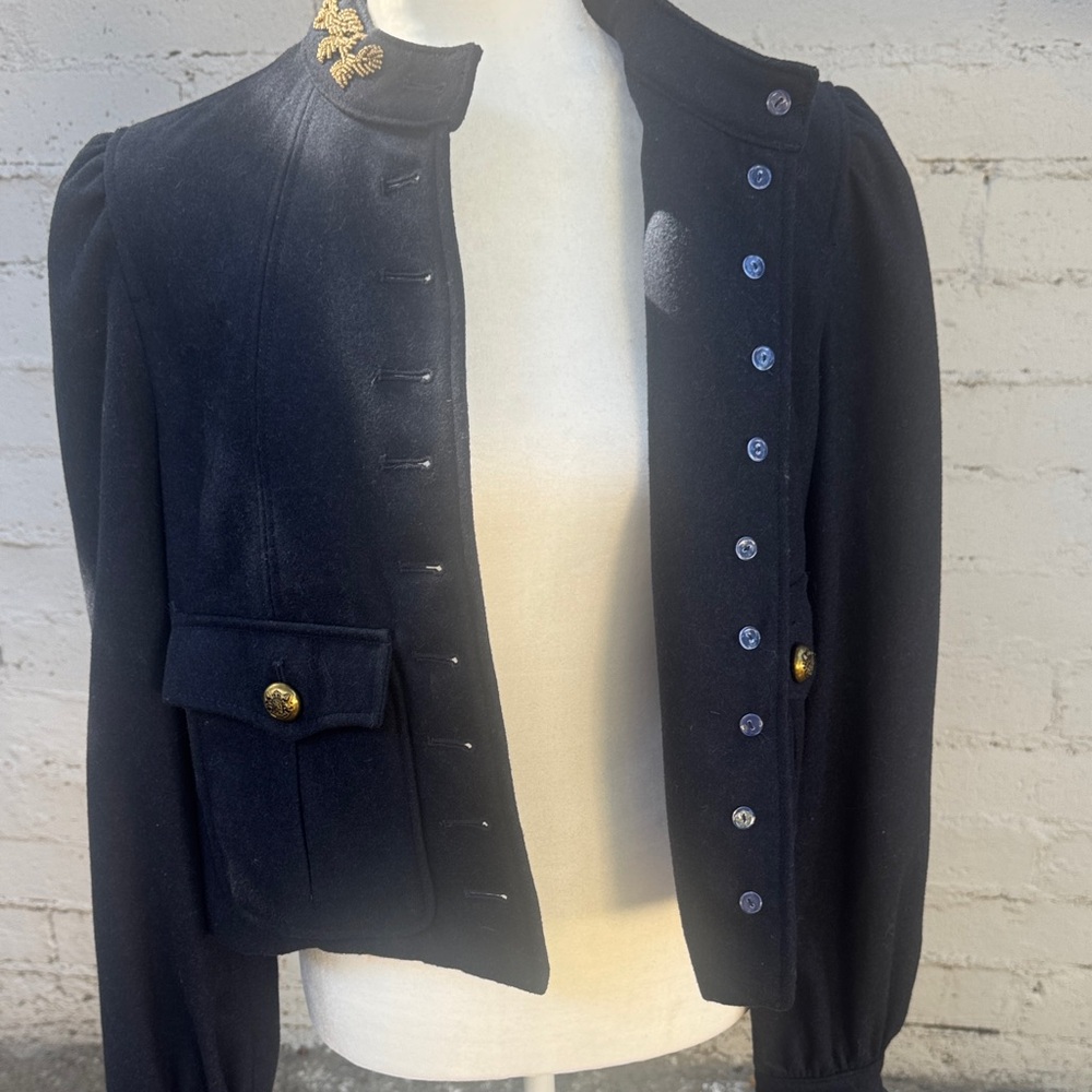Free People Wool Regan Puff Sleeve Military Jacket Blazer Size S - Picture 9 of 14